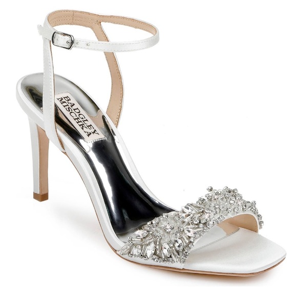 Badgley Mischka Shoes - Badgley Mischka Rhinestone Satin Bridal Strapped Sandals